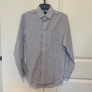 Jos. A. Bank Gray Checkered Dress Shirt